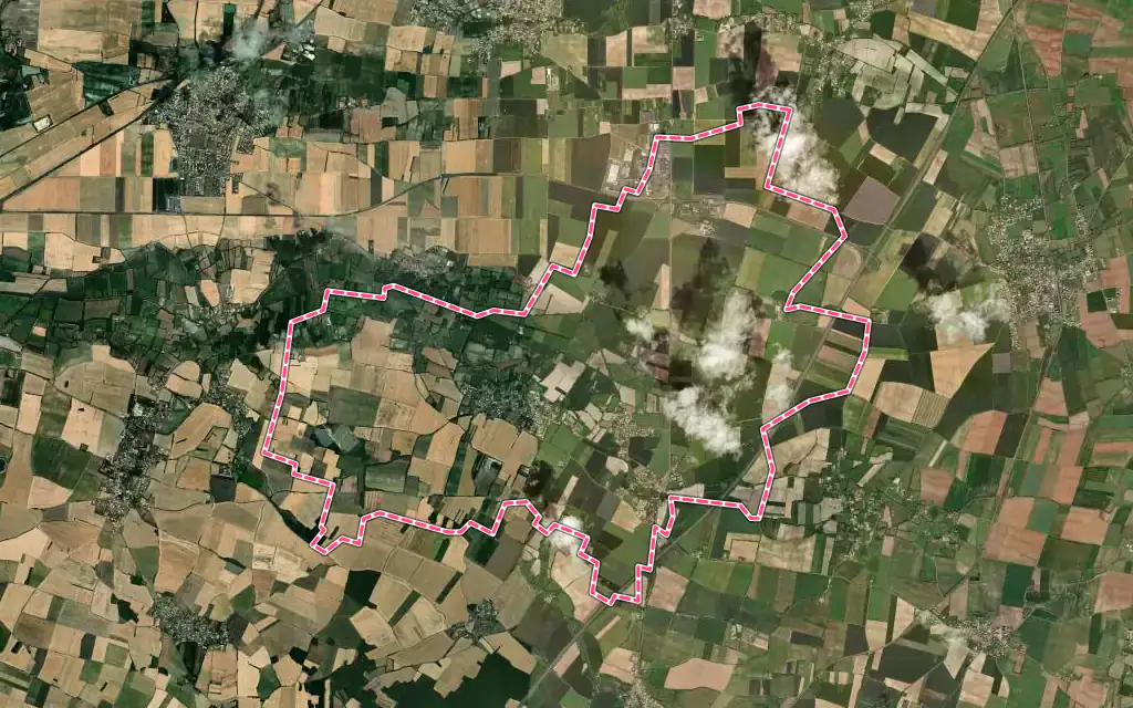 Vue satellite de Granzay-Gript avec ses contours administratifs