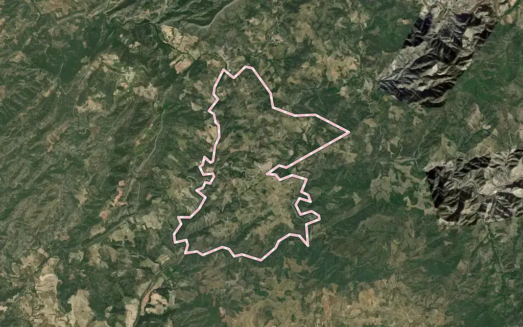 Vista satélite de Gratallops con su contorno administrativo