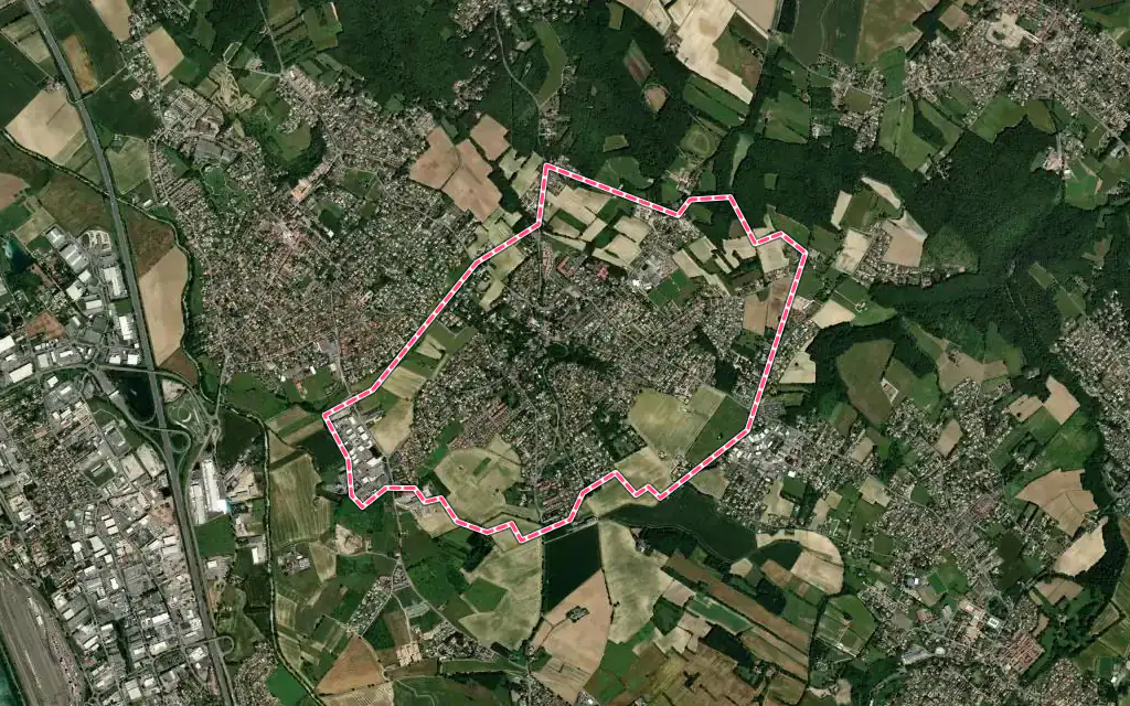 Vue satellite de Gratentour avec ses contours administratifs