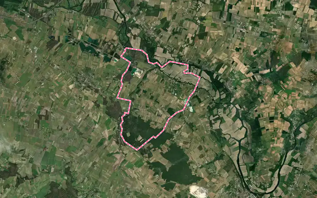Vue satellite de Graves-Saint-Amant avec ses contours administratifs