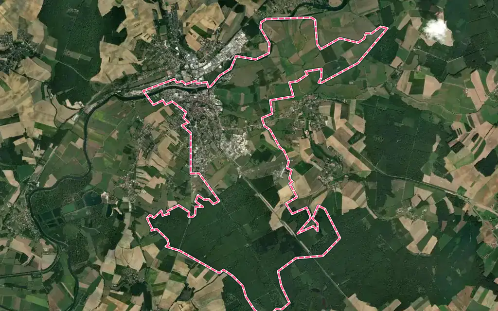 Vue satellite de Gray avec ses contours administratifs
