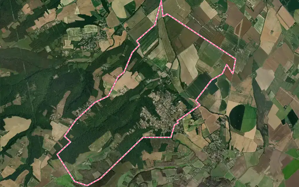 Vue satellite de Grazac avec ses contours administratifs