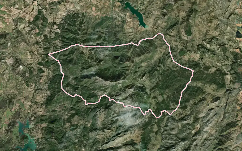 Vista satélite de Grazalema con su contorno administrativo