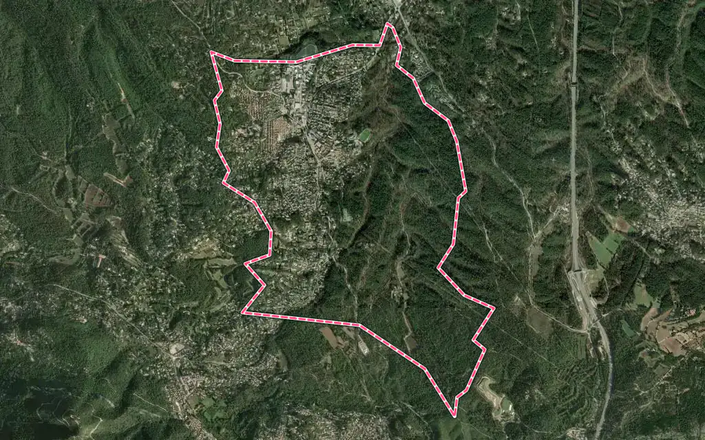 Vue satellite de Gréasque avec ses contours administratifs