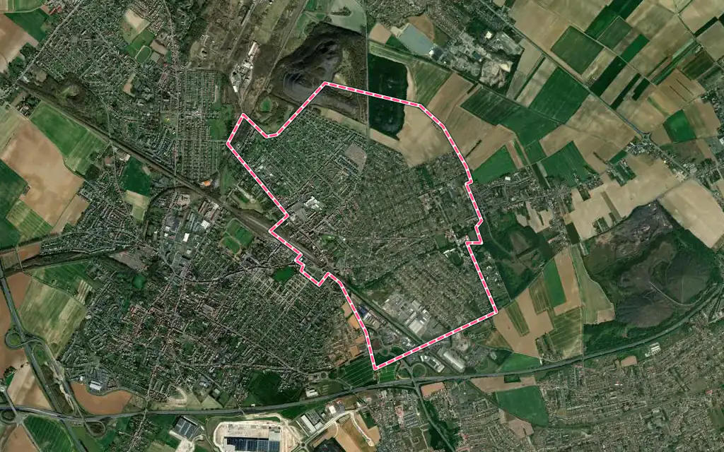 Vue satellite de Grenay avec ses contours administratifs