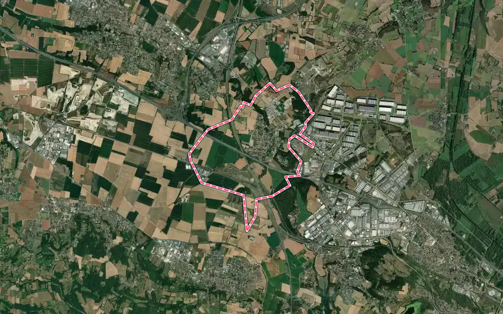 Vue satellite de Grenay avec ses contours administratifs