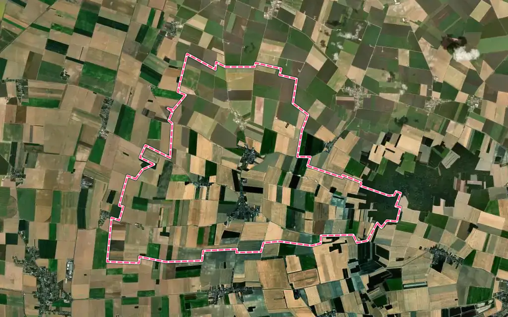 Vue satellite de Greneville-en-Beauce avec ses contours administratifs