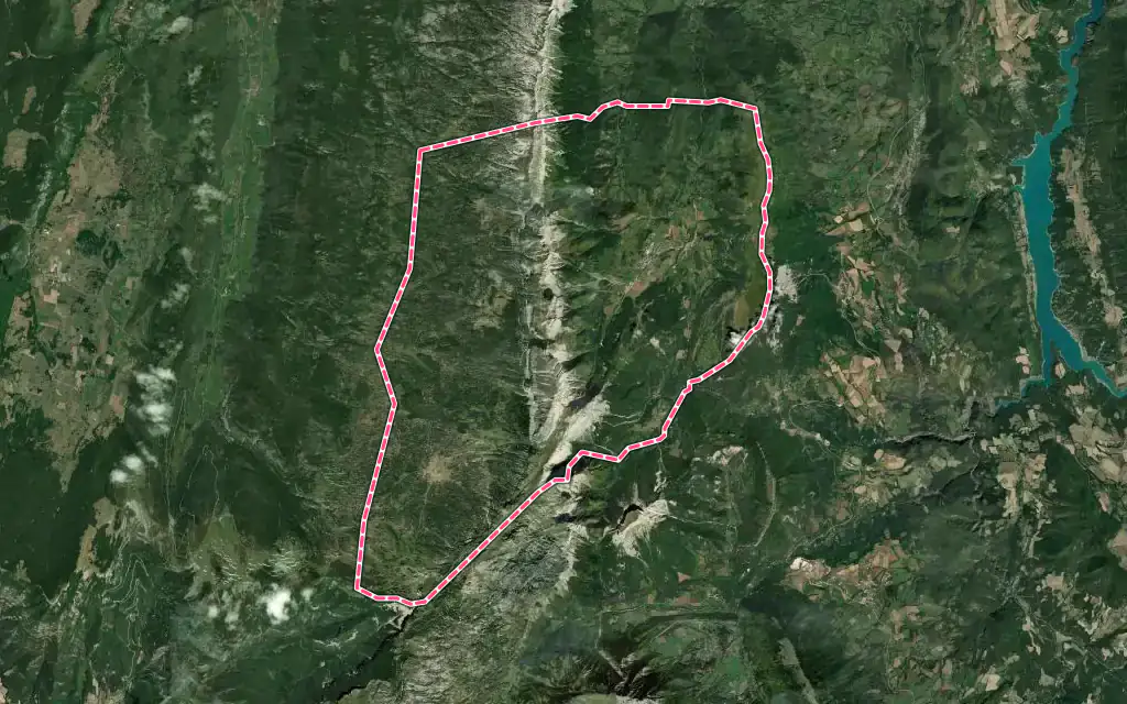 Vue satellite de Gresse-en-Vercors avec ses contours administratifs