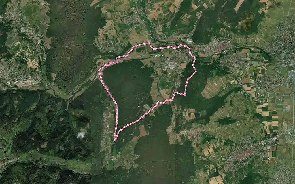 Vue satellite de Gresswiller avec ses contours administratifs