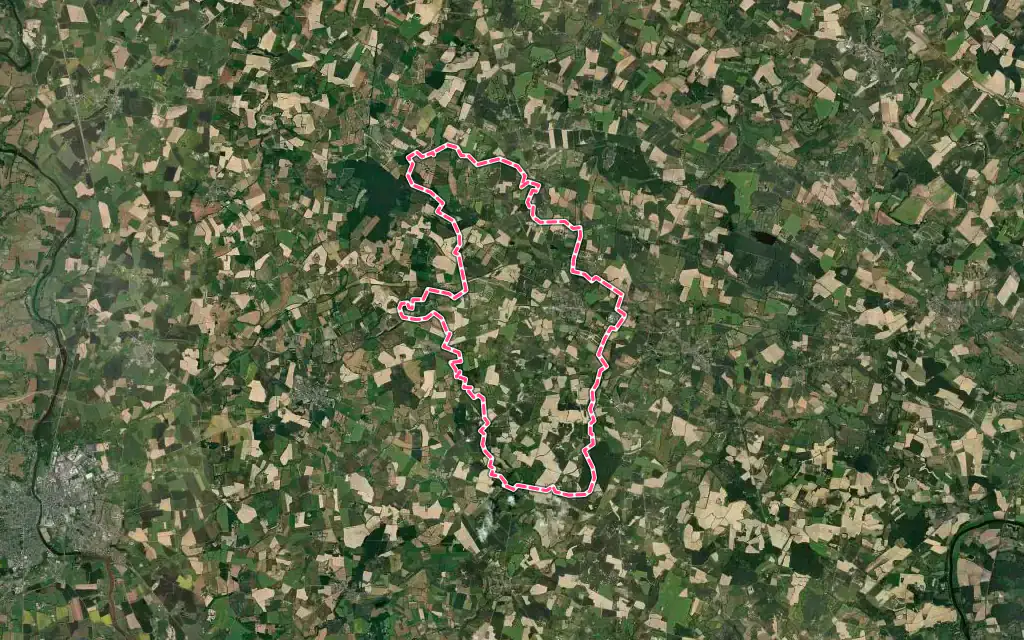 Vue satellite de Grez-en-Bouère avec ses contours administratifs