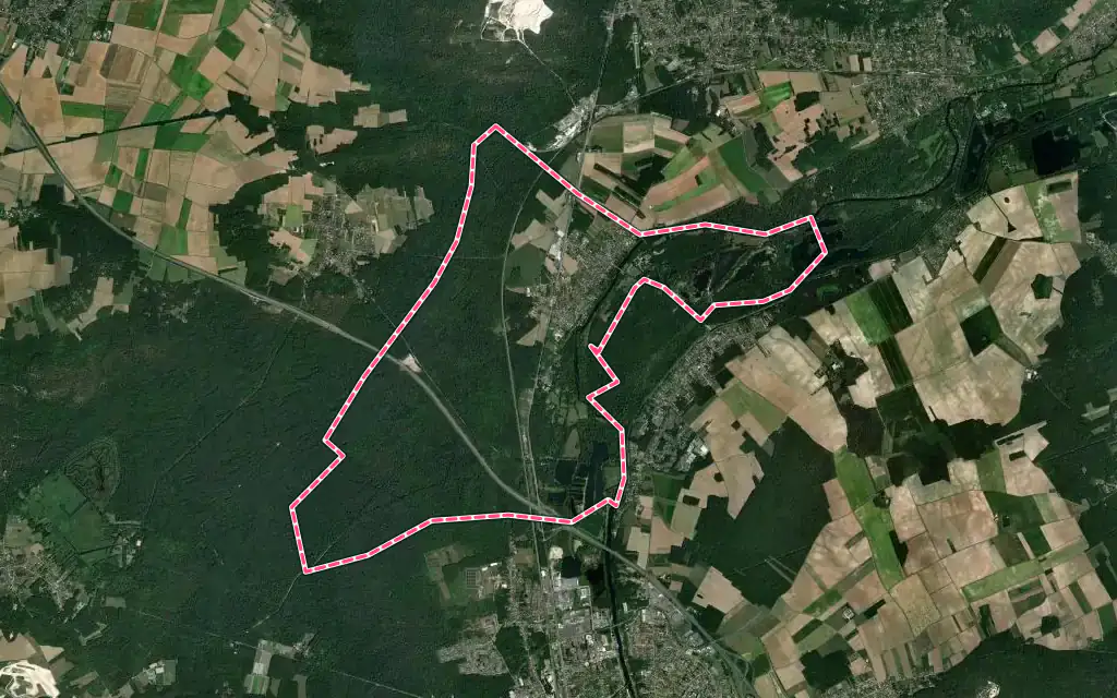 Vue satellite de Grez-sur-Loing avec ses contours administratifs