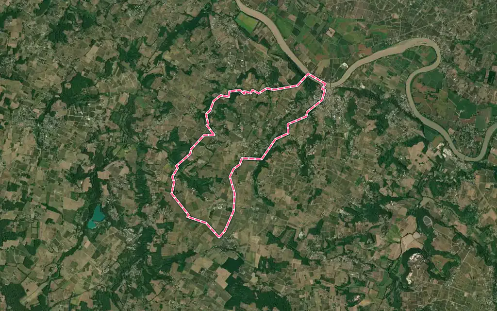 Vue satellite de Grézillac avec ses contours administratifs