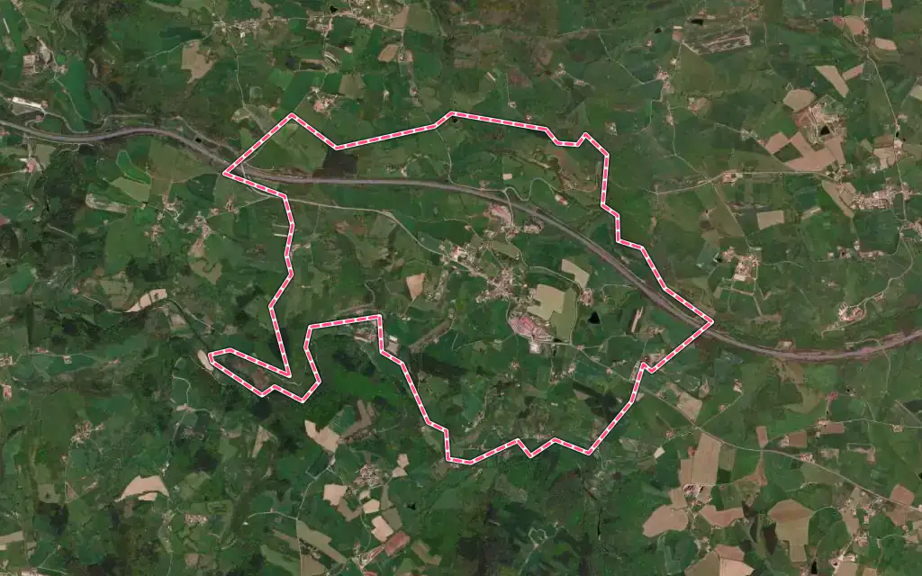 Vue satellite de Grézolles avec ses contours administratifs