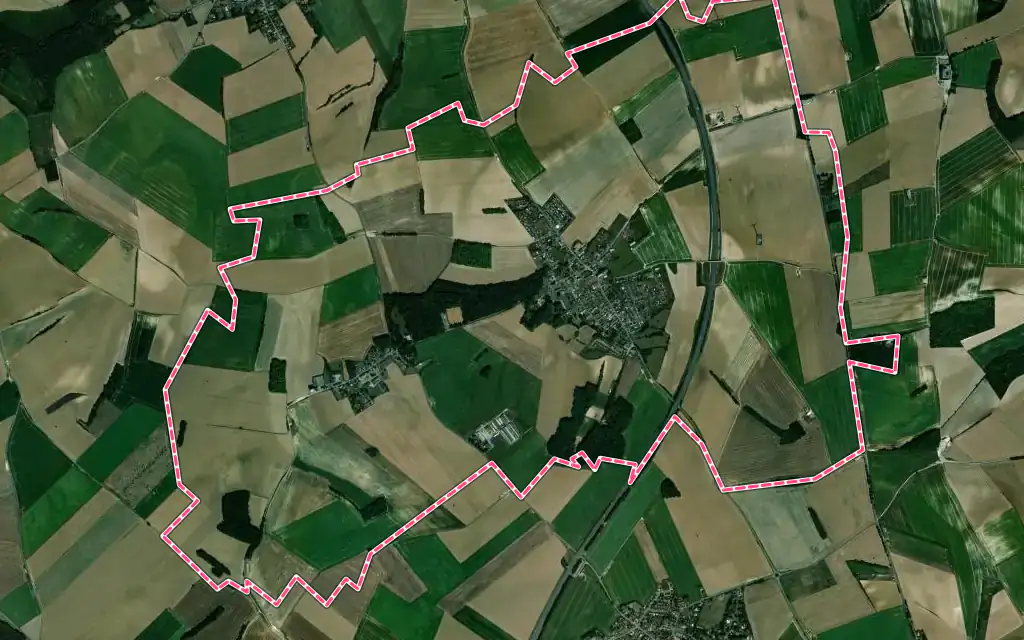 Vue satellite de Gricourt avec ses contours administratifs
