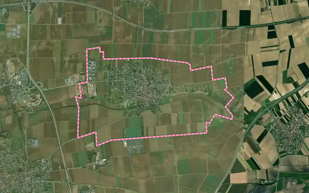 Vue satellite de Griesheim-près-Molsheim avec ses contours administratifs