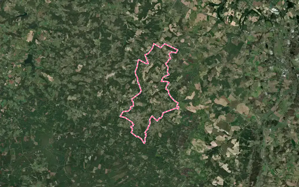 Vue satellite de Grignols avec ses contours administratifs