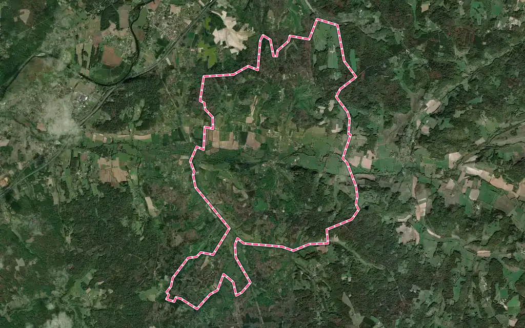 Vue satellite de Grignols avec ses contours administratifs