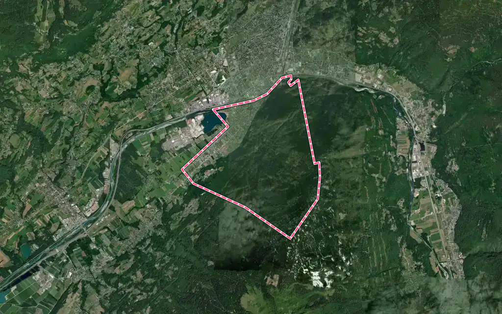 Vue satellite de Grignon avec ses contours administratifs