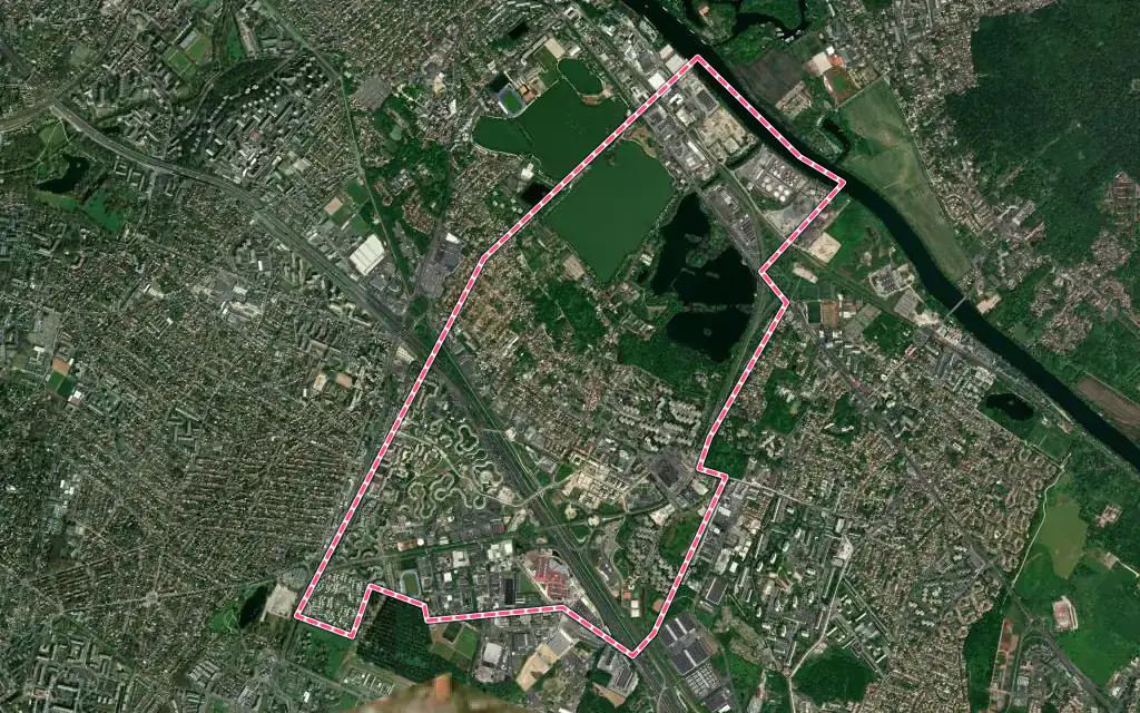 Vue satellite de Grigny avec ses contours administratifs