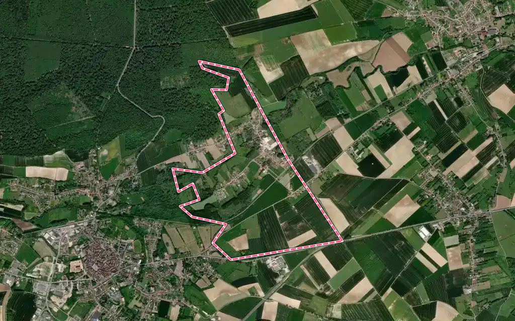 Vue satellite de Grigny avec ses contours administratifs
