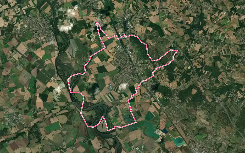Vue satellite de Grisolles avec ses contours administratifs