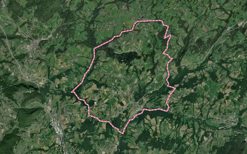 Vue satellite de Groisy avec ses contours administratifs
