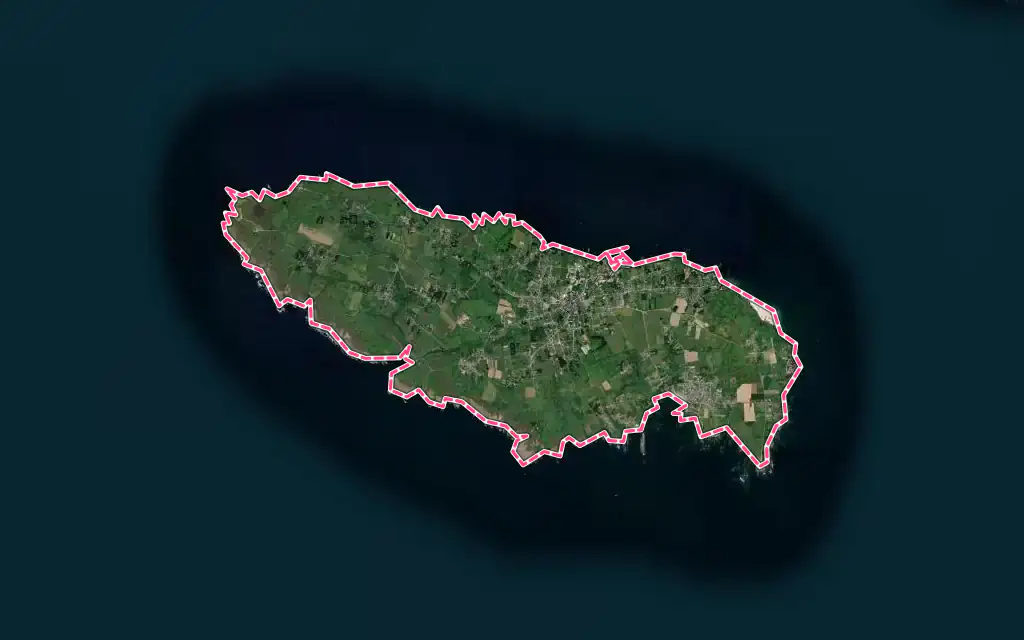 Vue satellite de Groix avec ses contours administratifs