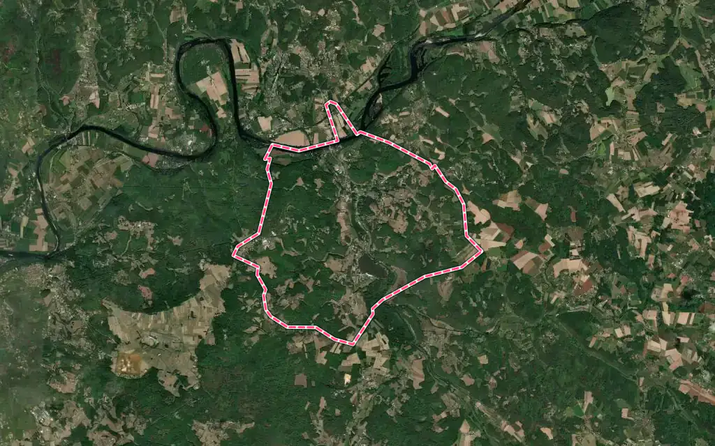 Vue satellite de Groléjac avec ses contours administratifs