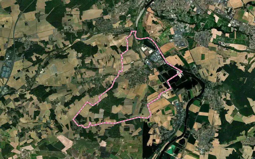 Vue satellite de Gron avec ses contours administratifs