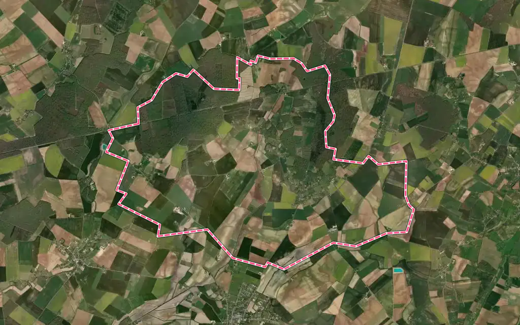 Vue satellite de Gron avec ses contours administratifs
