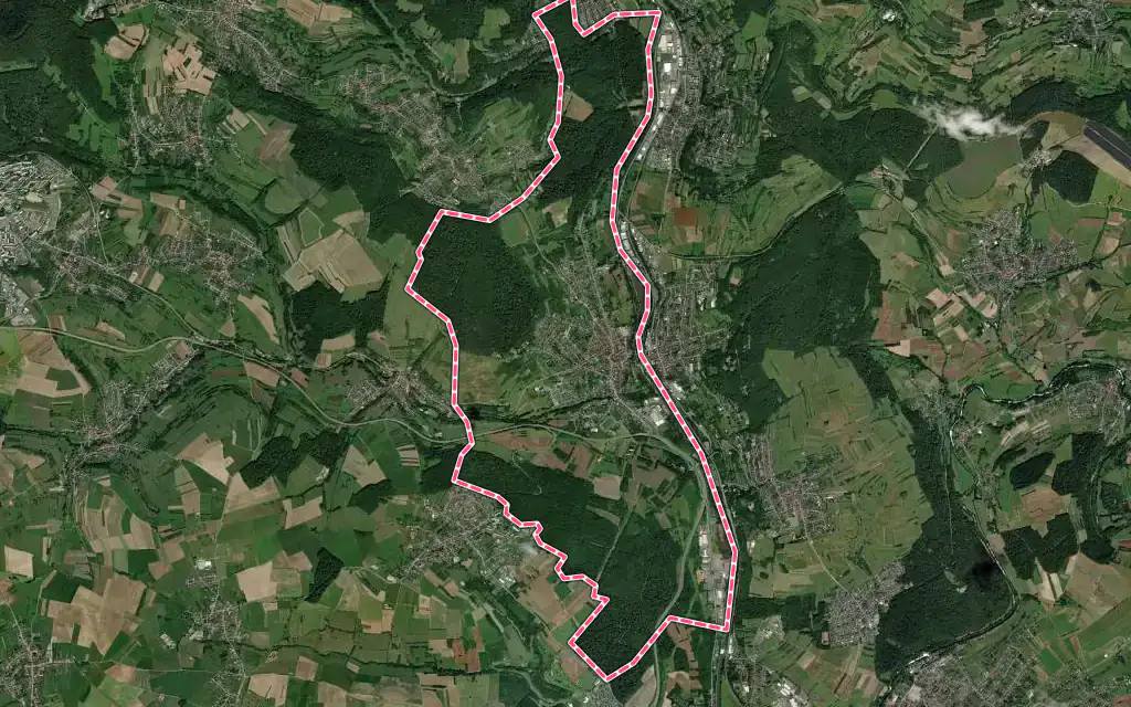 Vue satellite de Grosbliederstroff avec ses contours administratifs
