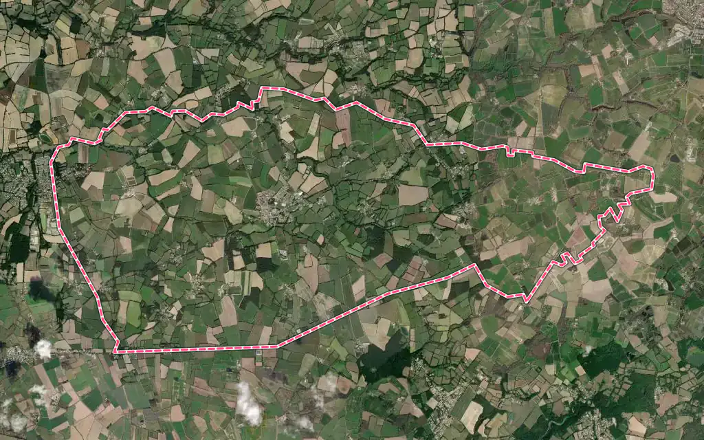 Vue satellite de Grosbreuil avec ses contours administratifs