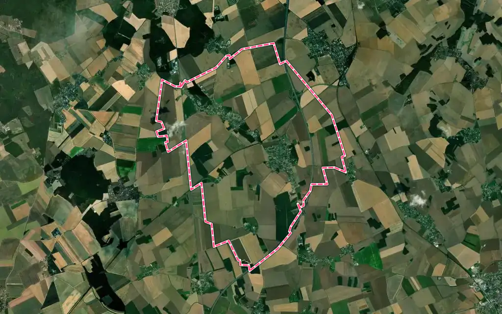 Vue satellite de Grossœuvre avec ses contours administratifs