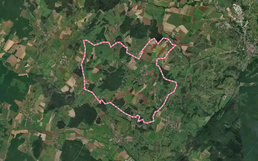 Vue satellite de Grozon avec ses contours administratifs