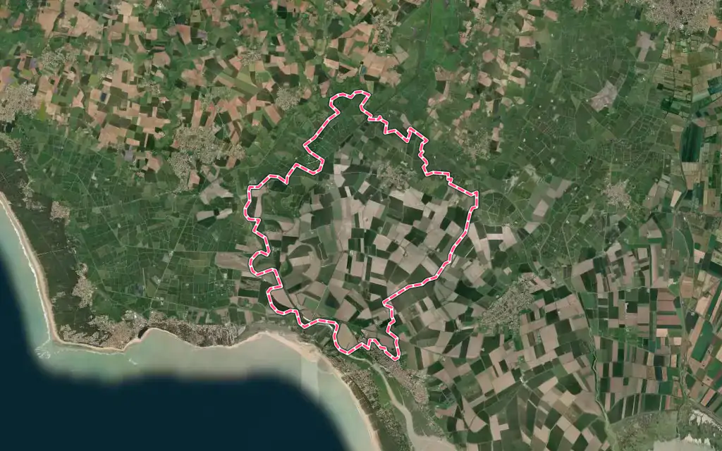 Vue satellite de Grues avec ses contours administratifs