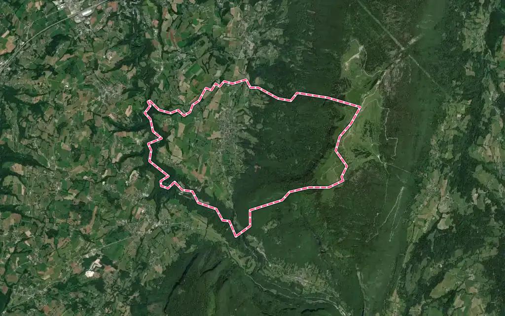 Vue satellite de Gruffy avec ses contours administratifs