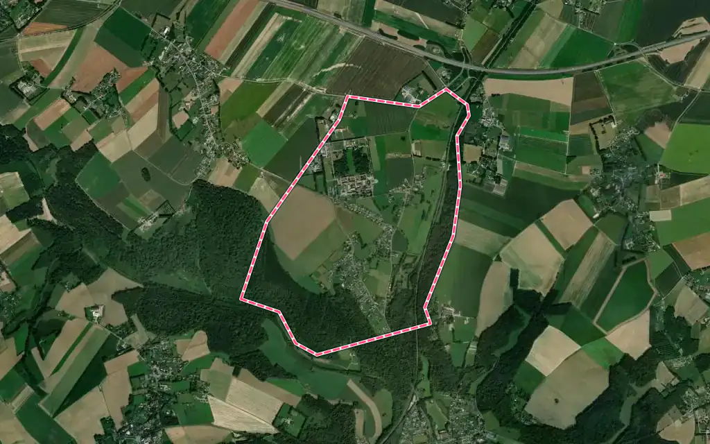 Vue satellite de Grugny avec ses contours administratifs