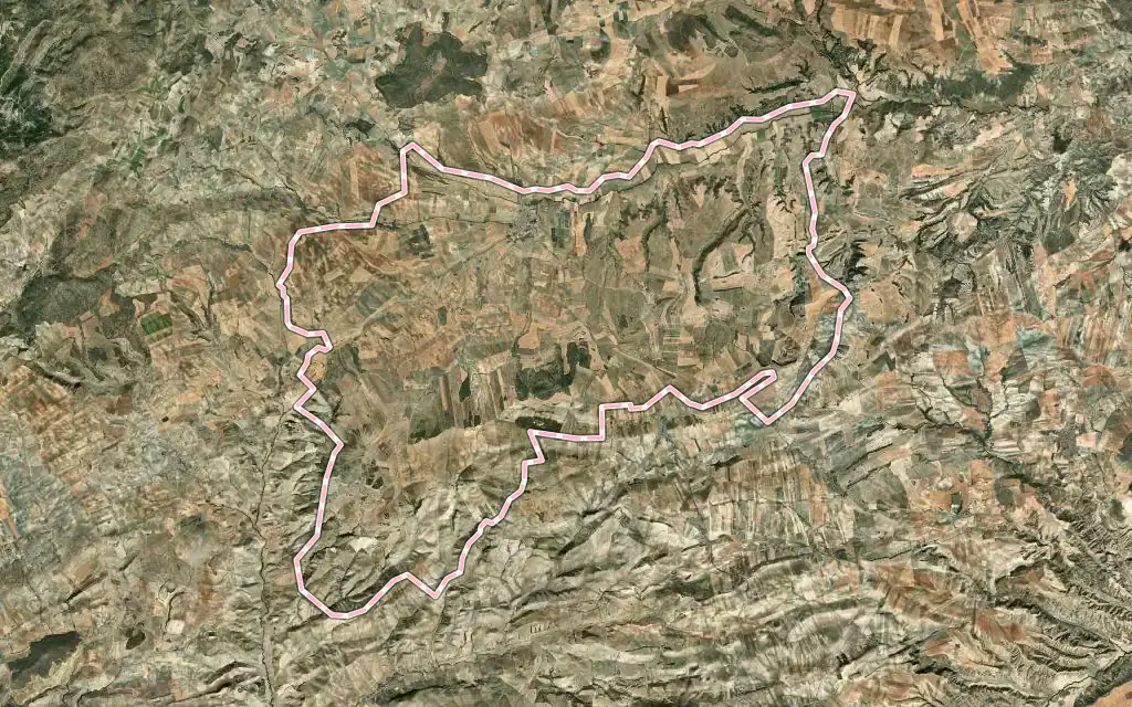 Vista satélite de Guadahortuna con su contorno administrativo