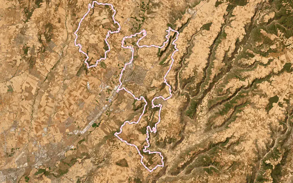 Vista satélite de Guadalajara con su contorno administrativo