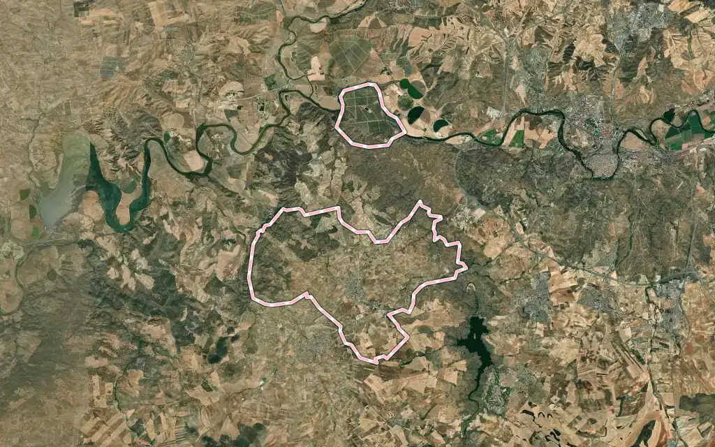 Vista satélite de Guadamur con su contorno administrativo