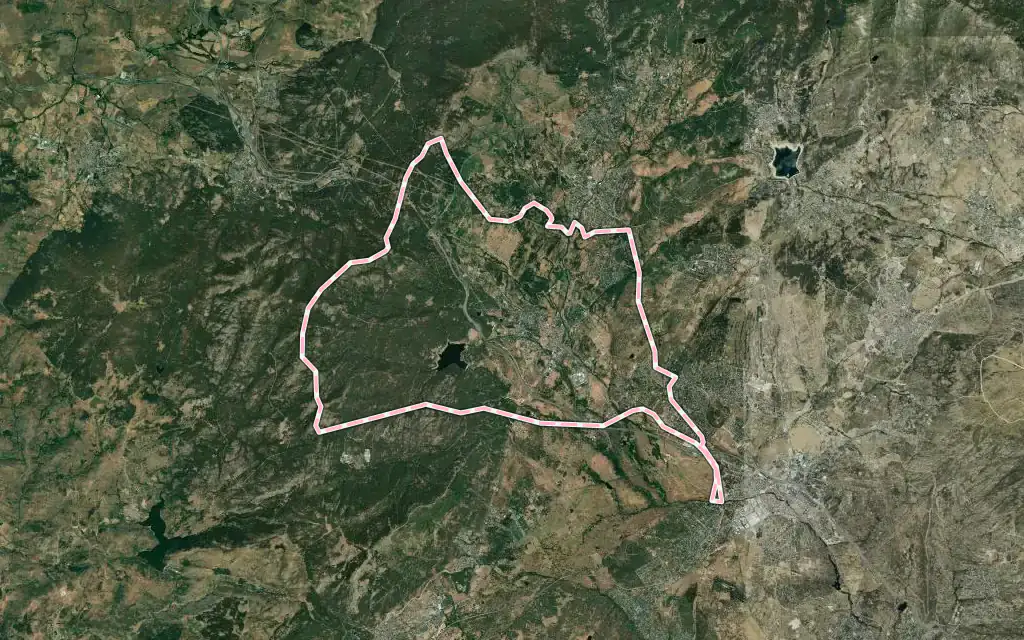 Vista satélite de Guadarrama con su contorno administrativo
