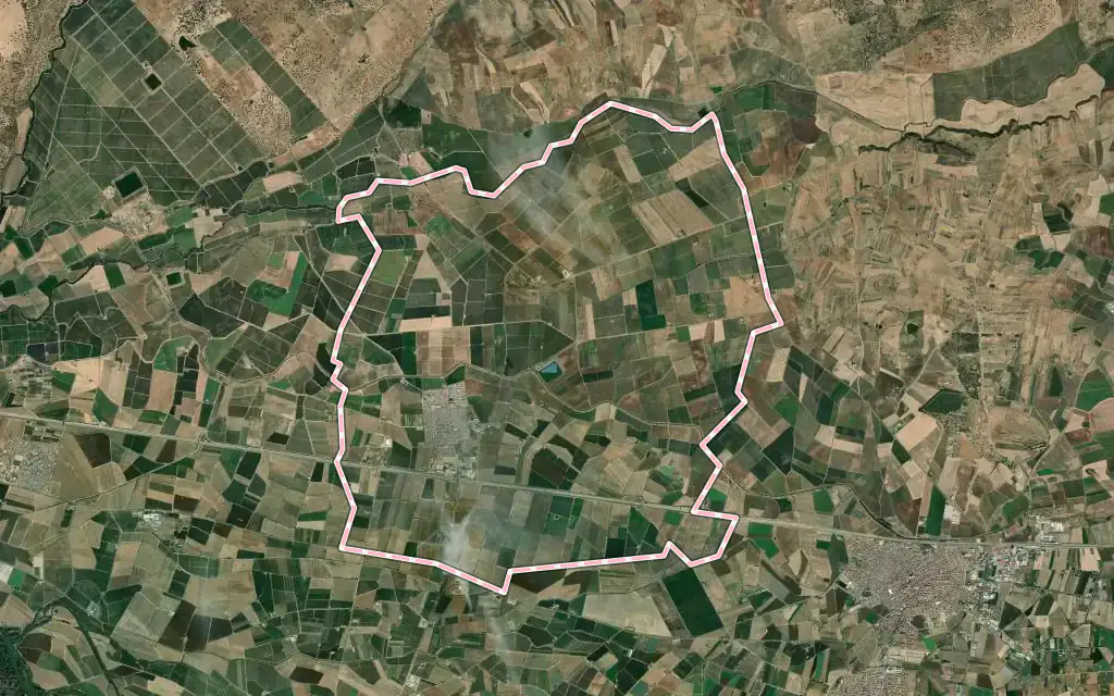 Vista satélite de Guadiana con su contorno administrativo
