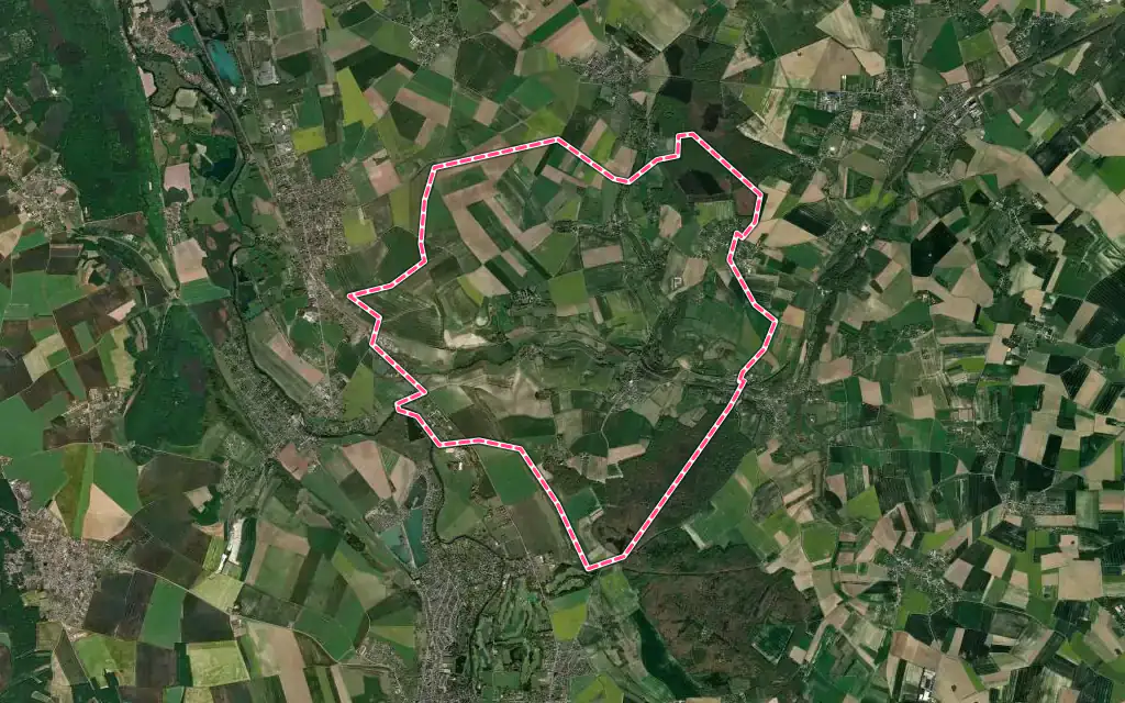 Vue satellite de Guainville avec ses contours administratifs