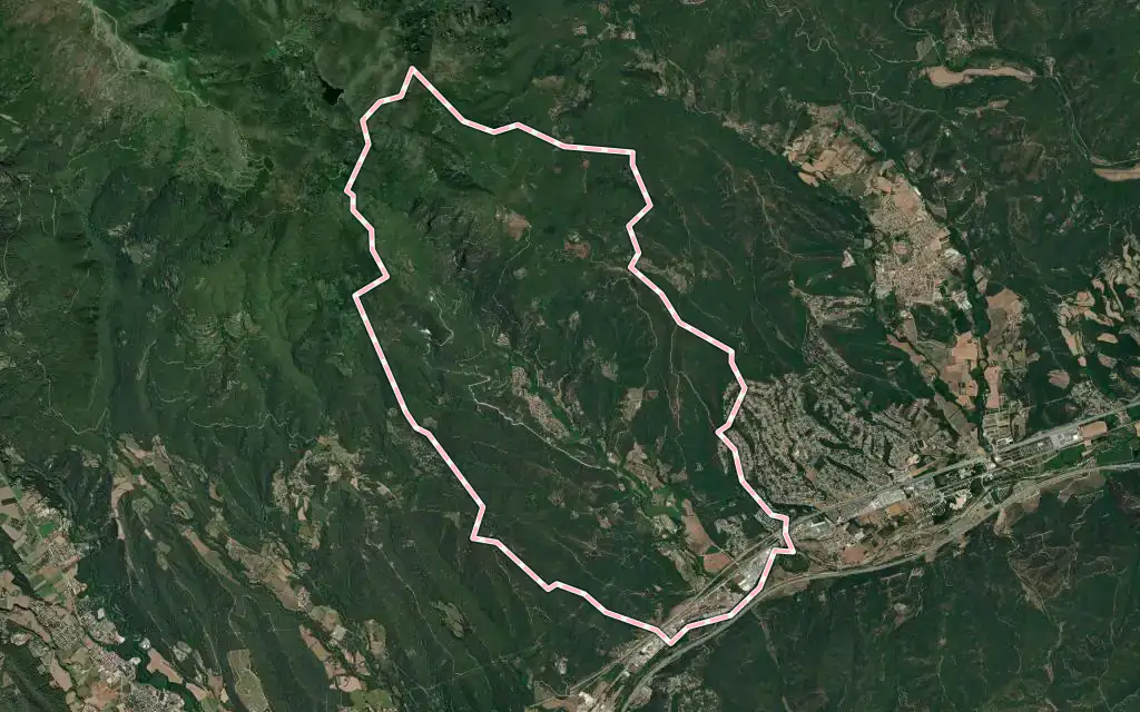 Vista satélite de Gualba con su contorno administrativo