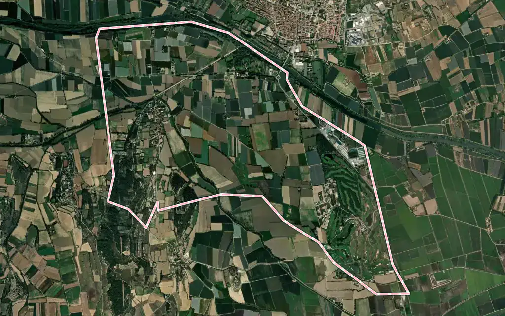 Vista satélite de Gualta con su contorno administrativo
