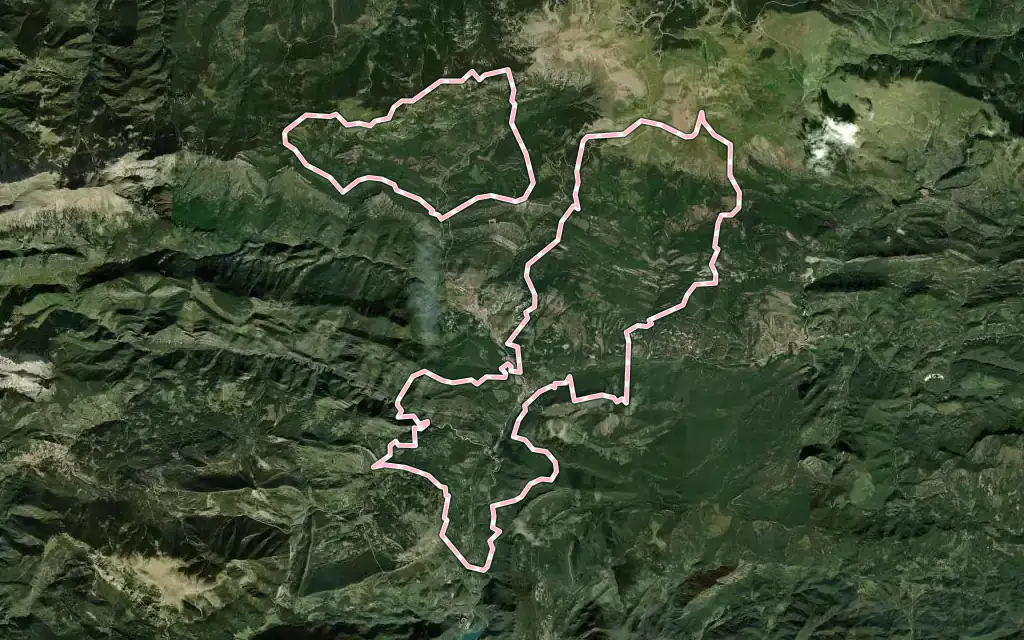 Vista satélite de Guardiola de Berguedà con su contorno administrativo