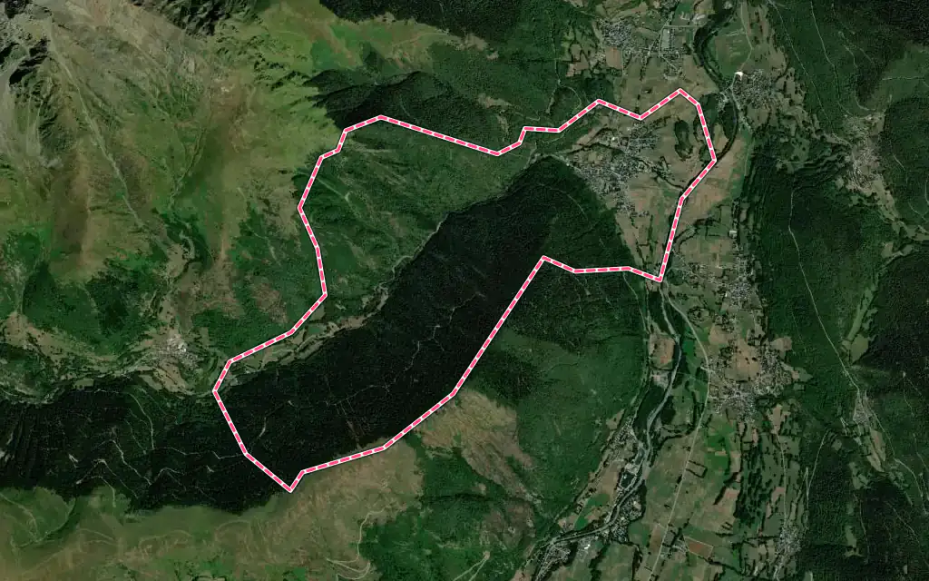 Vue satellite de Guchen avec ses contours administratifs