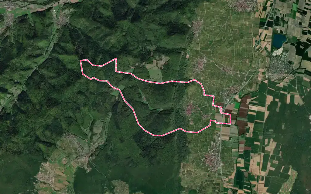 Vue satellite de Gueberschwihr avec ses contours administratifs