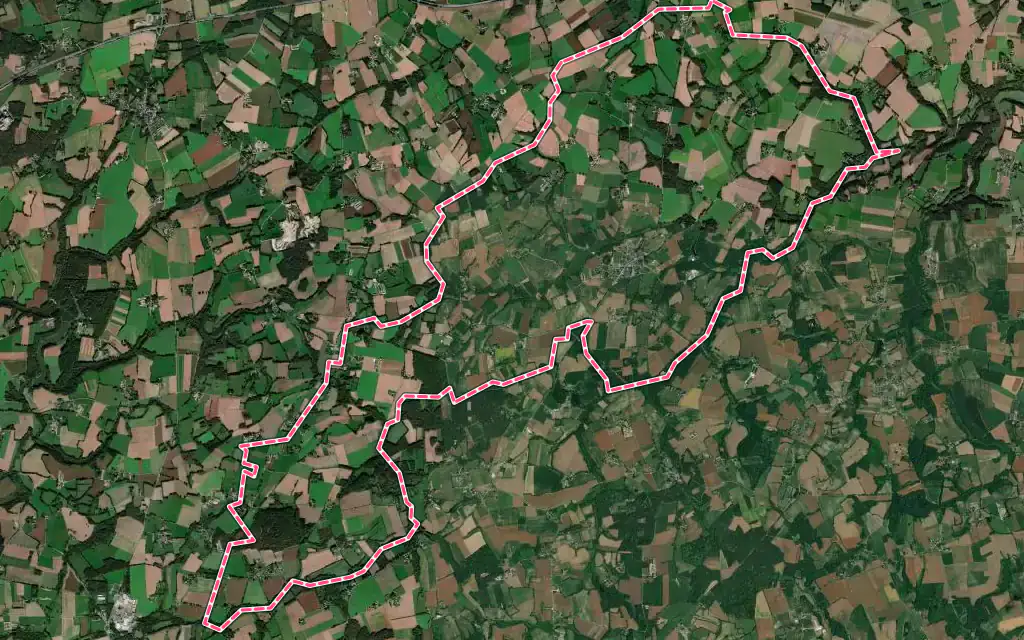 Vue satellite de Guéhenno avec ses contours administratifs