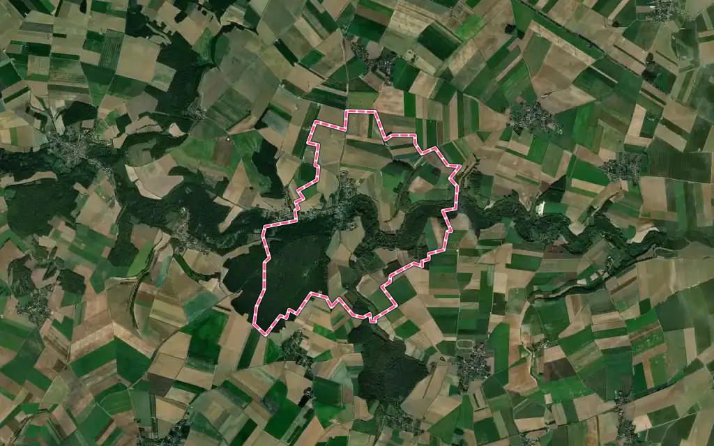 Vue satellite de Guerbigny avec ses contours administratifs